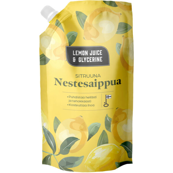 Lemon Juice & Glycerine Nestesaippua sitruuna täyttöpussi 550ml